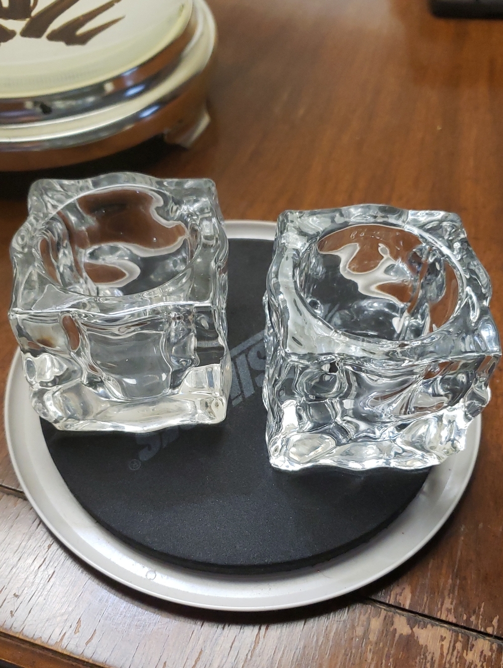 PartyLite Clear Glass Sculpted Tealight Holders